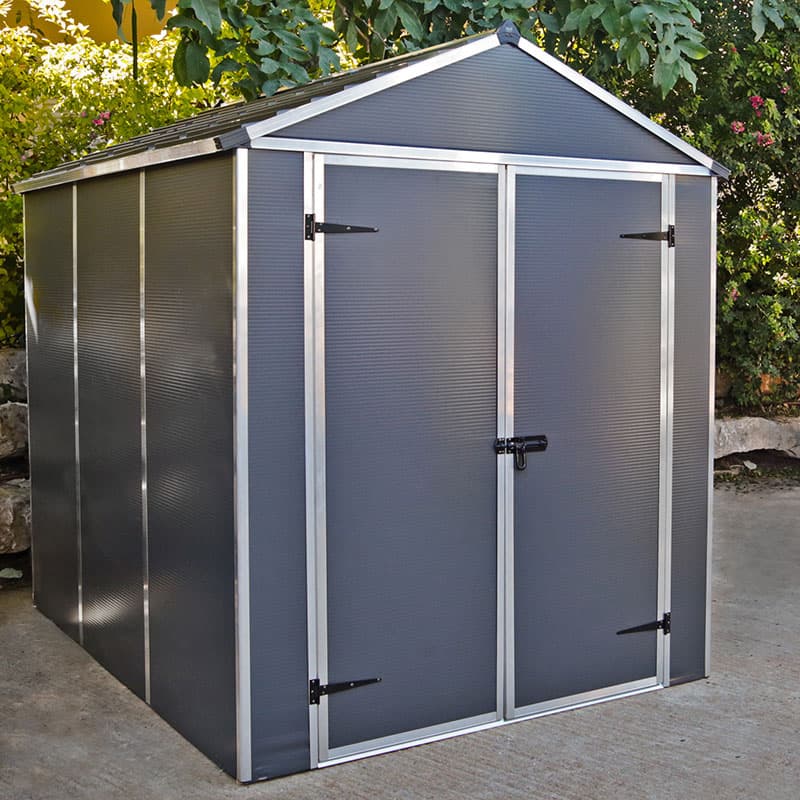 6' x 8' Palram Canopia Rubicon Multi-Wall Premium Dark Grey Plastic Shed (1.85m x 2.28m)