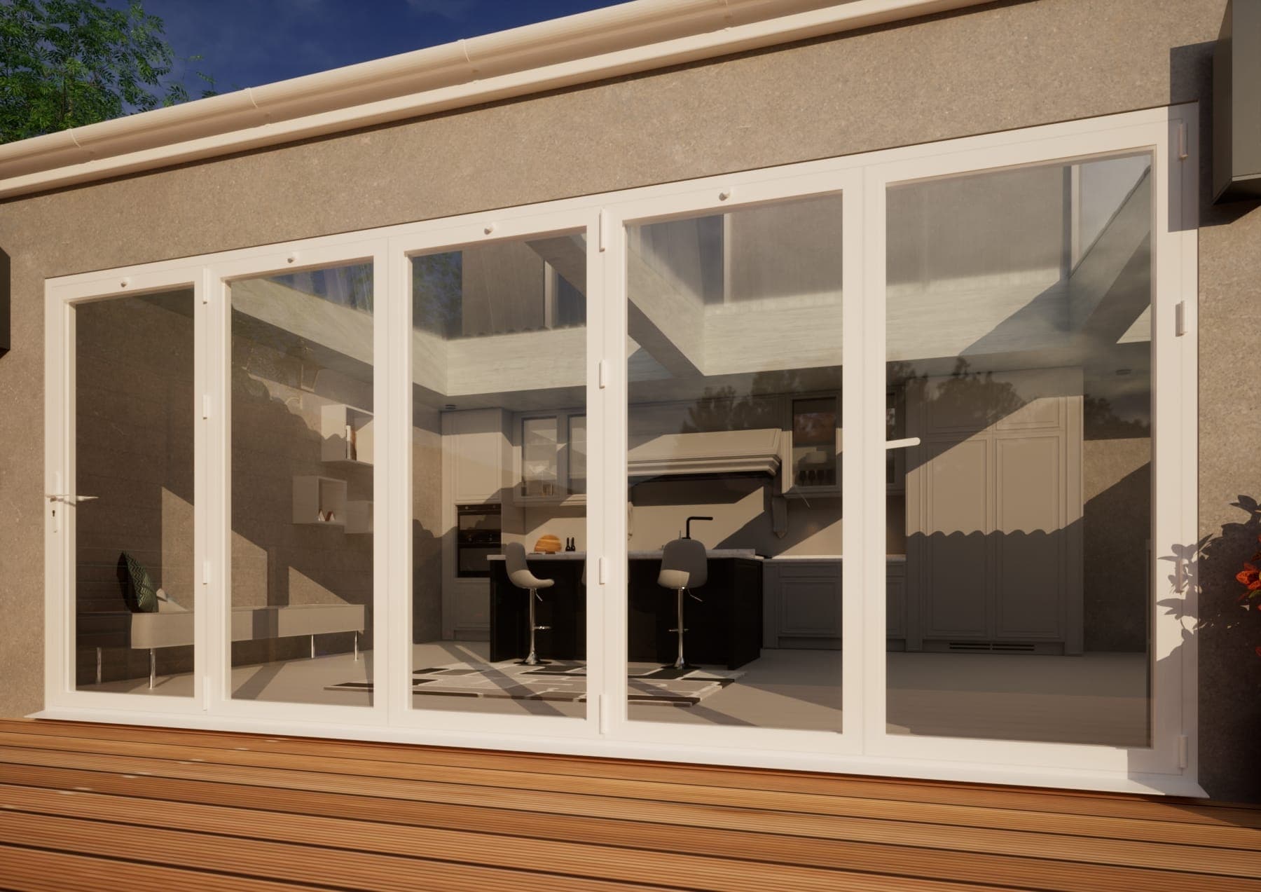 Aluminium Bifold Door Part Q Compliant - 4800mm White - 5 Right