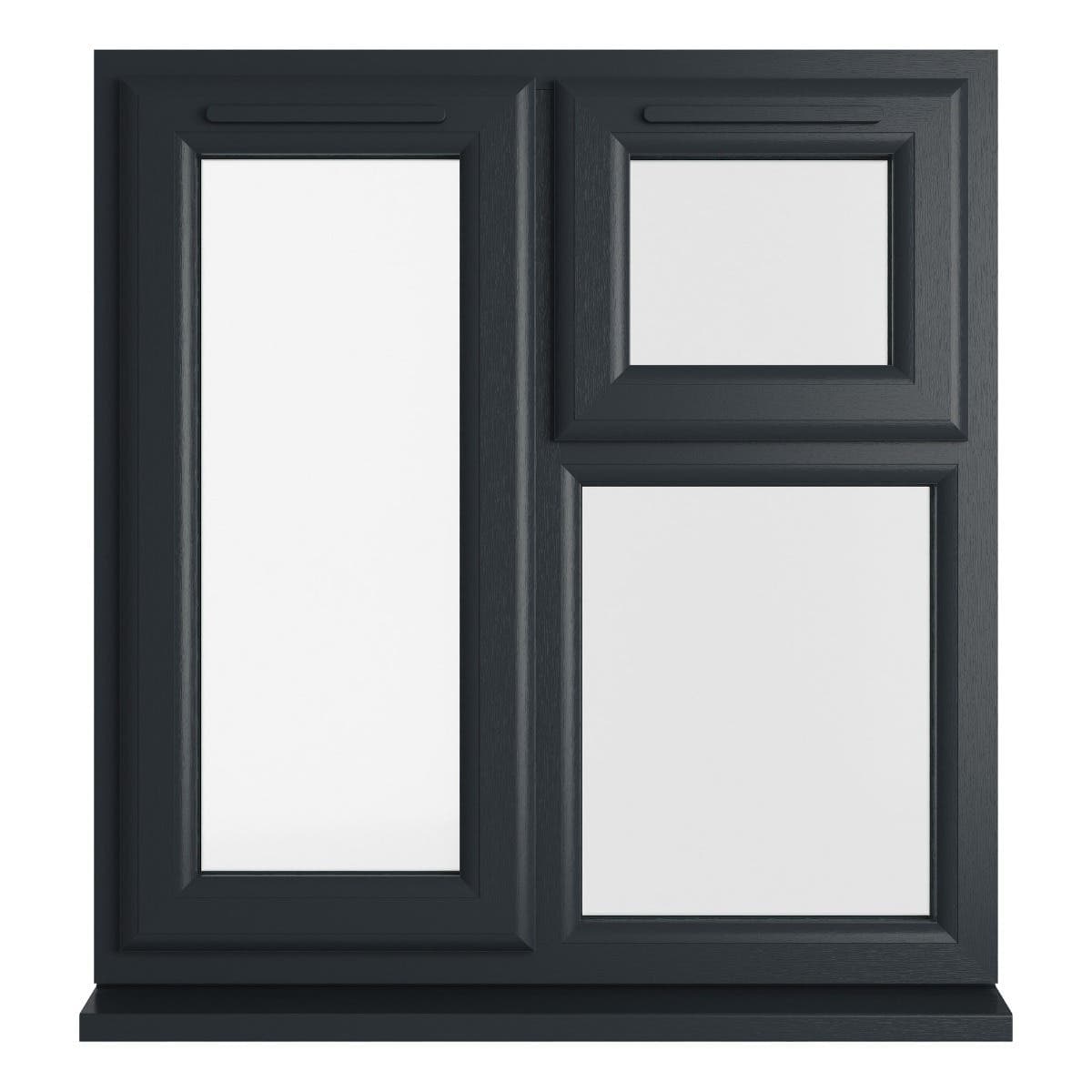 uPVC Grey/White Triple Glazed Window - Left Handed - Side Hung/Top Opener - Clear Glass - 905 x 965mm