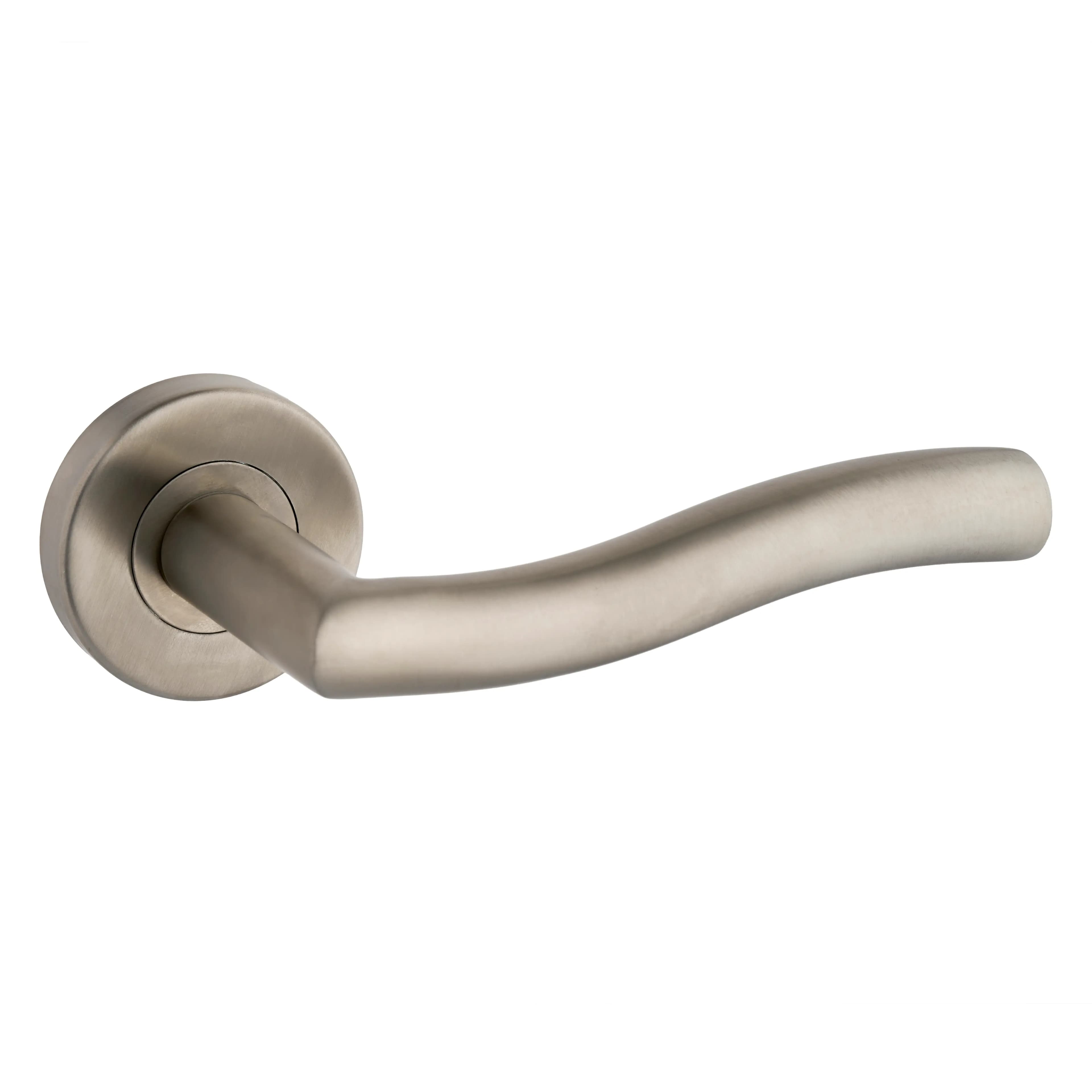 Wave Shape Polished Satin Stainless Steel Internal Door Handle on Rose - Pair - Designer Levers