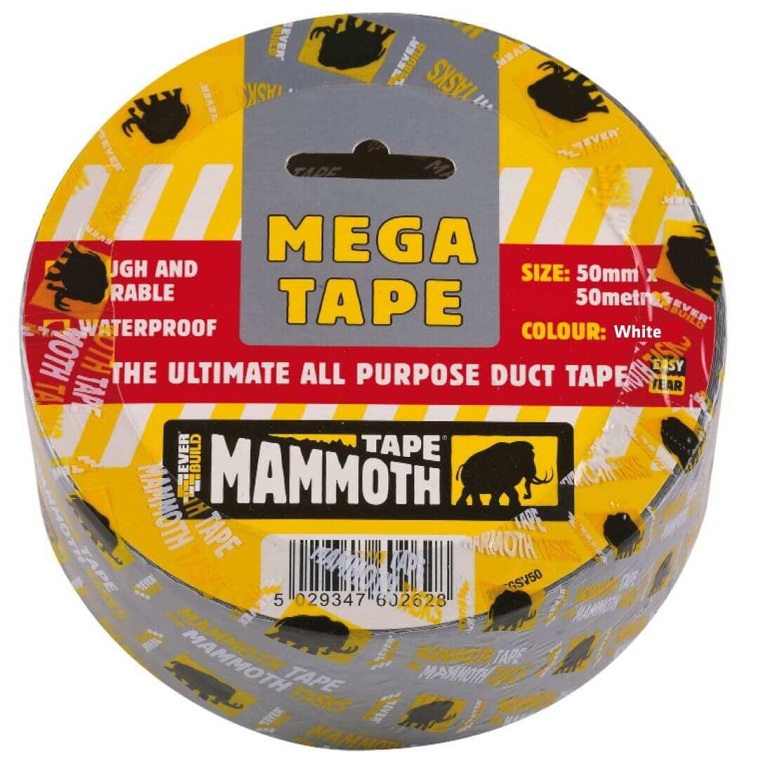 Everbuild Mega All Purp Tape White 50Mm 50Mtr