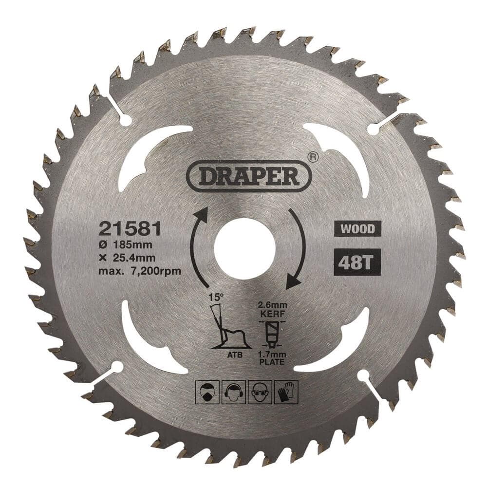 Draper 21581 Tct Circular Saw Blade For Wood 185 X 25.4Mm 48T each 1