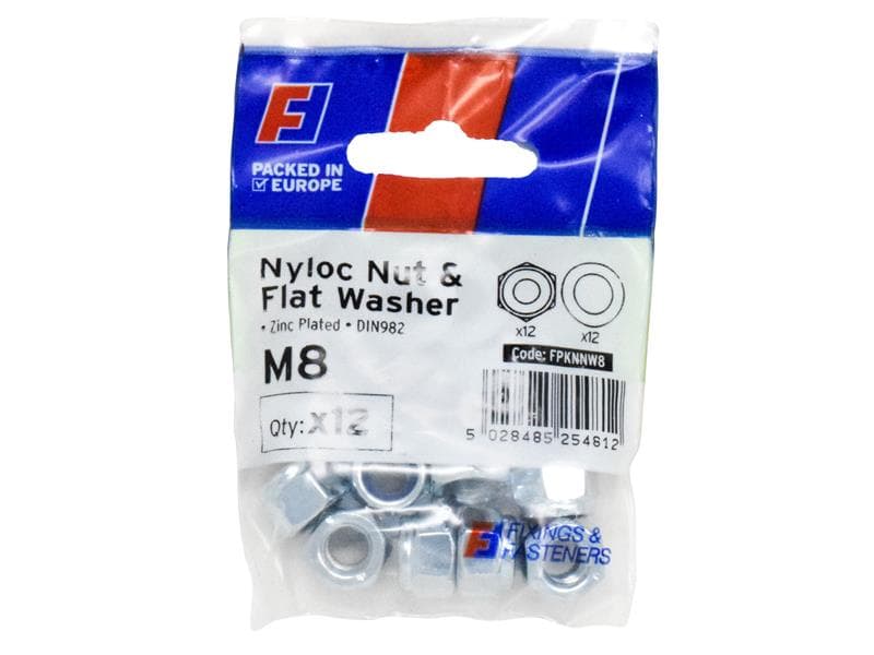 Forgefix Nyloc Nut & Washer M8 Forgepack 12 FPKNNW8