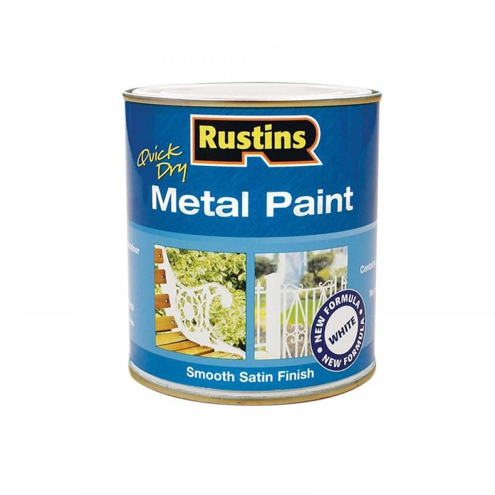 Rustins MPWH1000 Quick Dry Metal Paint Smooth Satin White 1 Litre