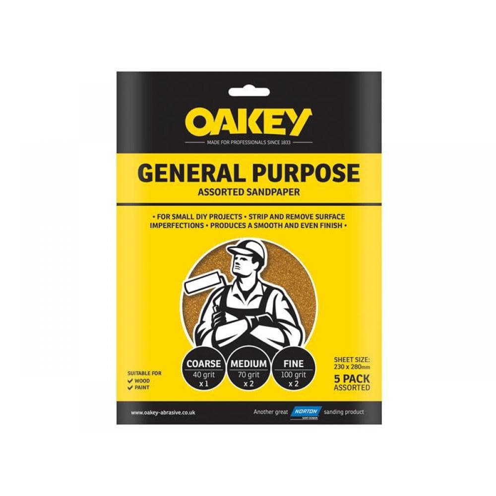 Oakey 66261135688 Glasspaper Sanding Sheets 230 X 280Mm Medium 80G (5)