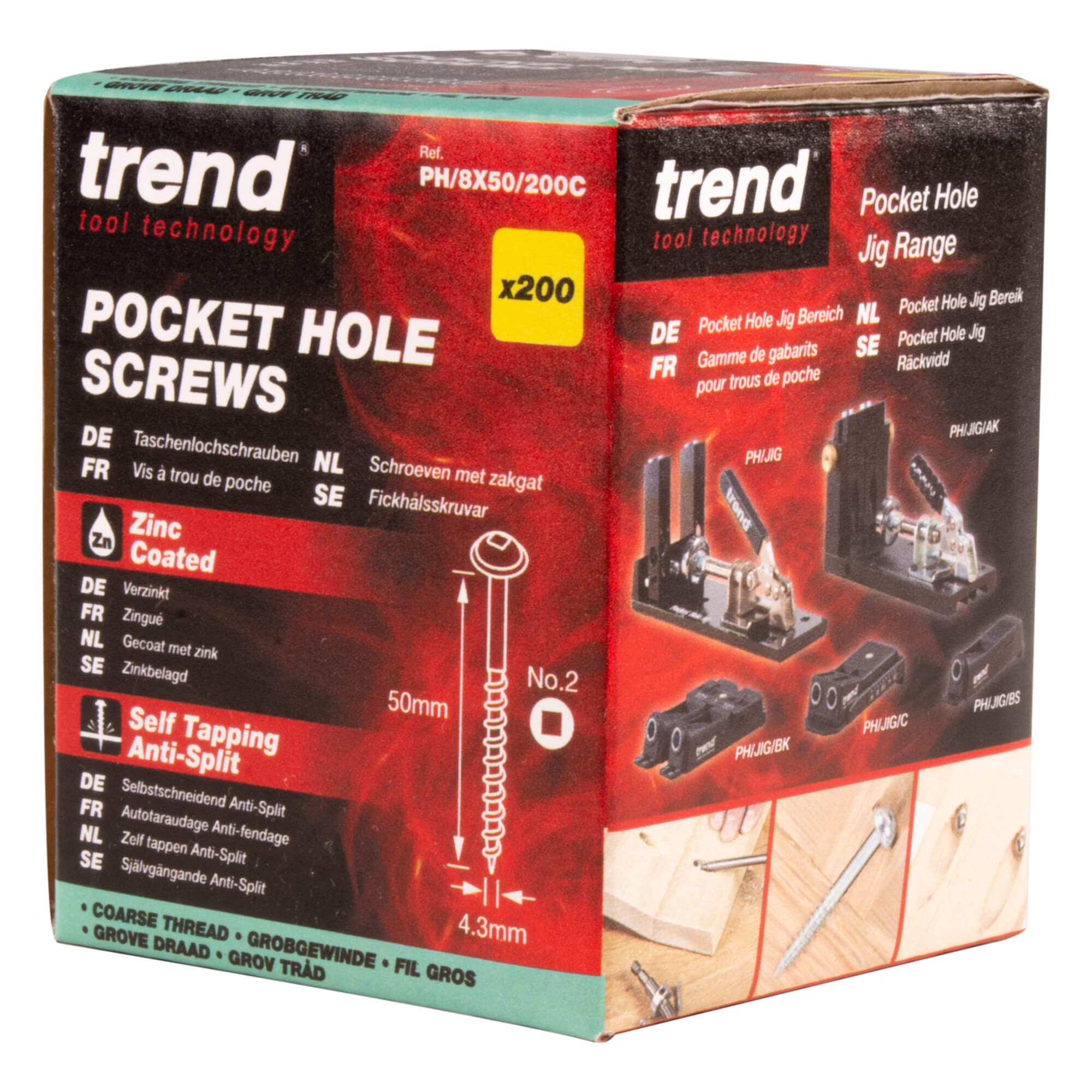 Trend Pocket Hole Screw Coarse Thread No.8 X 50Mm Pk 1 PH/8X50/200C