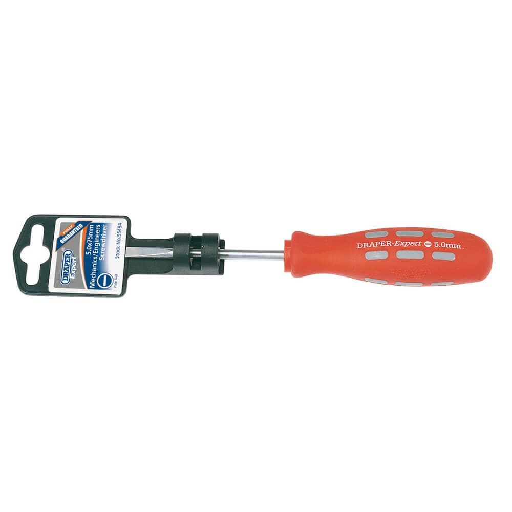 Draper Expert 55494 Plain Slot Parallel Tip Mechanicfts Screwdriver 5 X 75Mm each