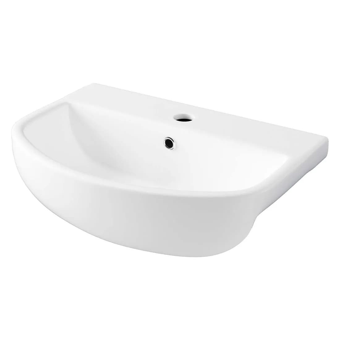 Atlas Pro Semi Recessed Basin 50Cm 1 Tap Hole White