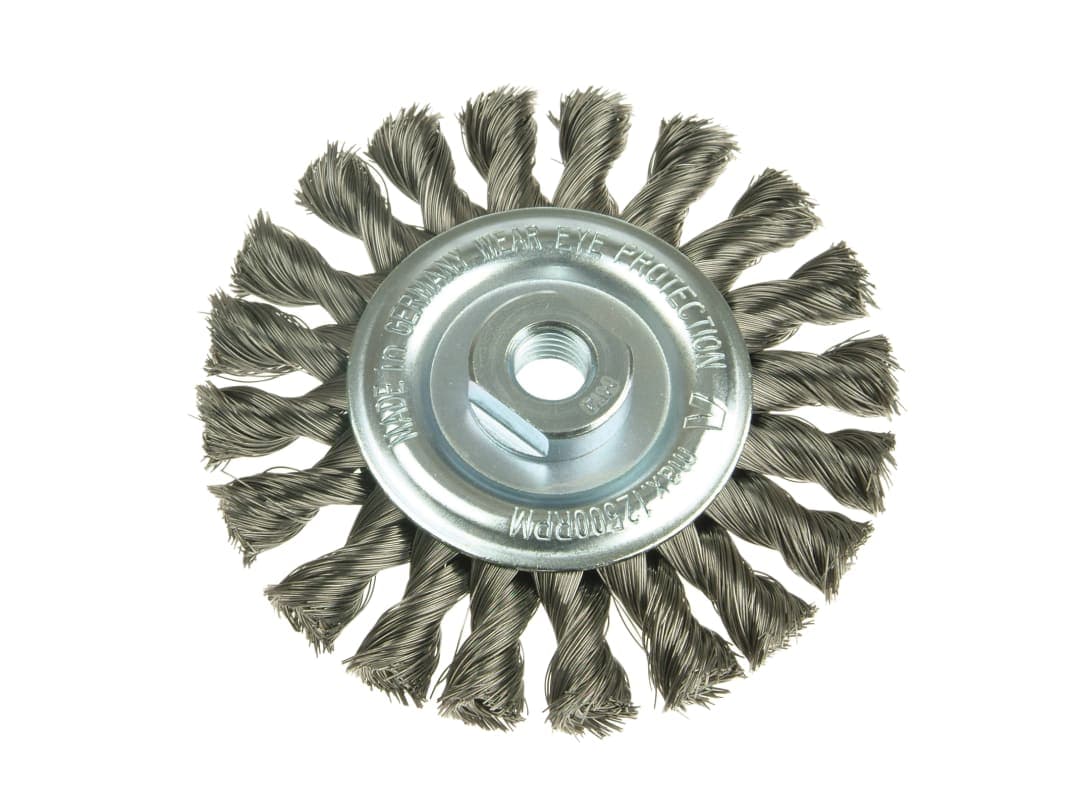 Lessmann Knot Wheel Brush 100 x 12mm M14 Bore, 0.50 Steel Wire 471.217