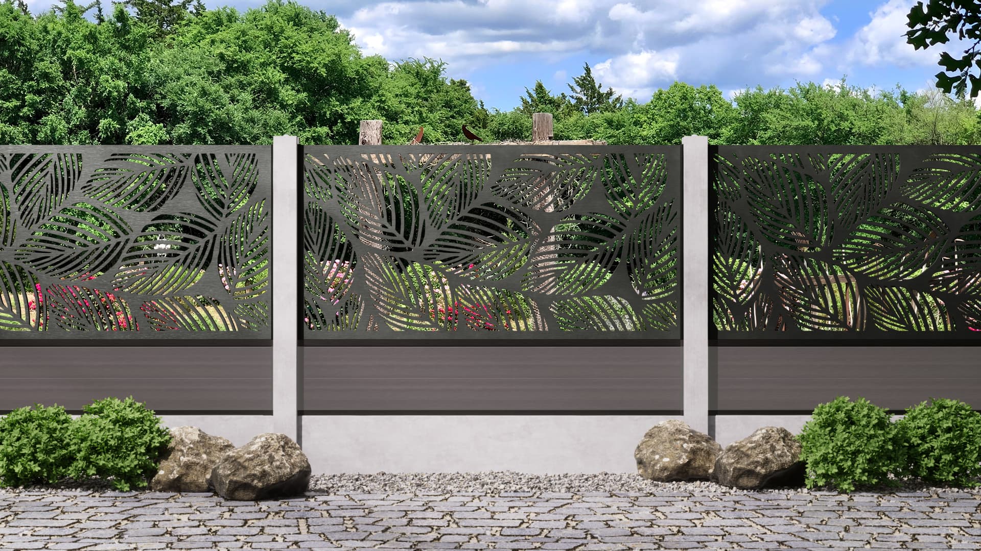 1.2m – Stone – Sydney Decorative Panel With Fence