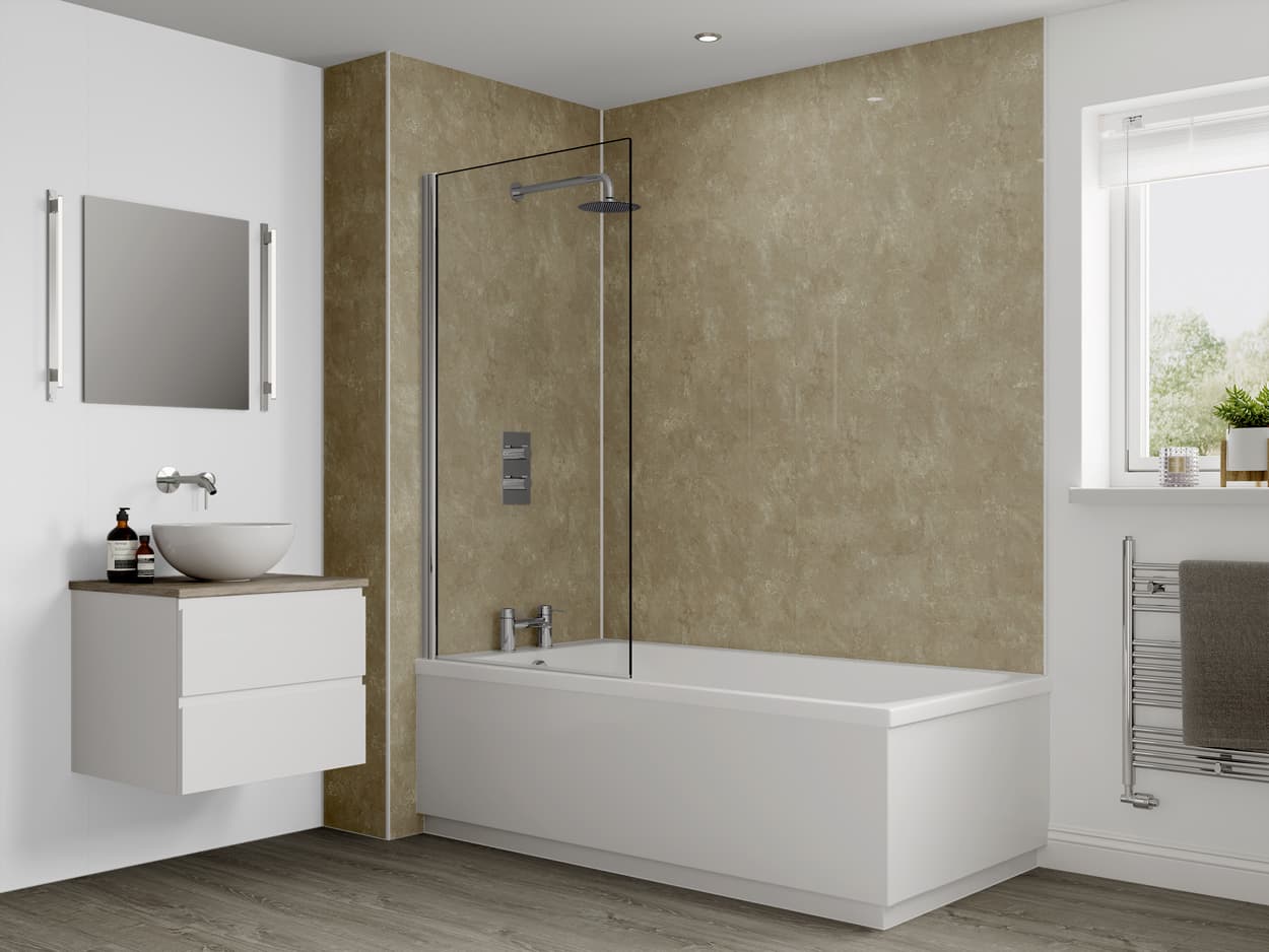 Multipanel Classic Bathroom Wall Panel Hydrolock 2400 x 598mm Travertine M3526