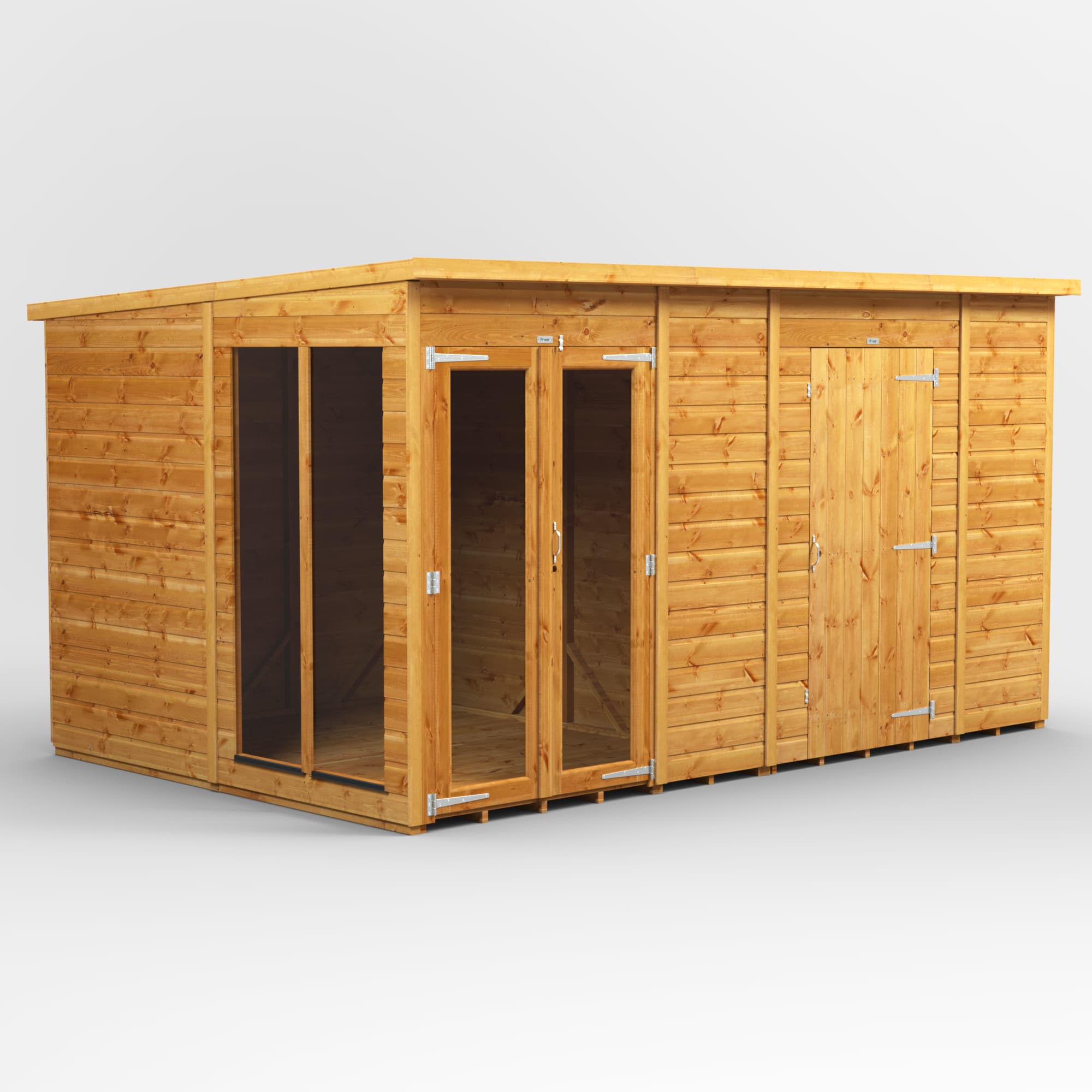 Powersheds 12 x 8 Power Pent Summerhouse With 6ft Side Store
