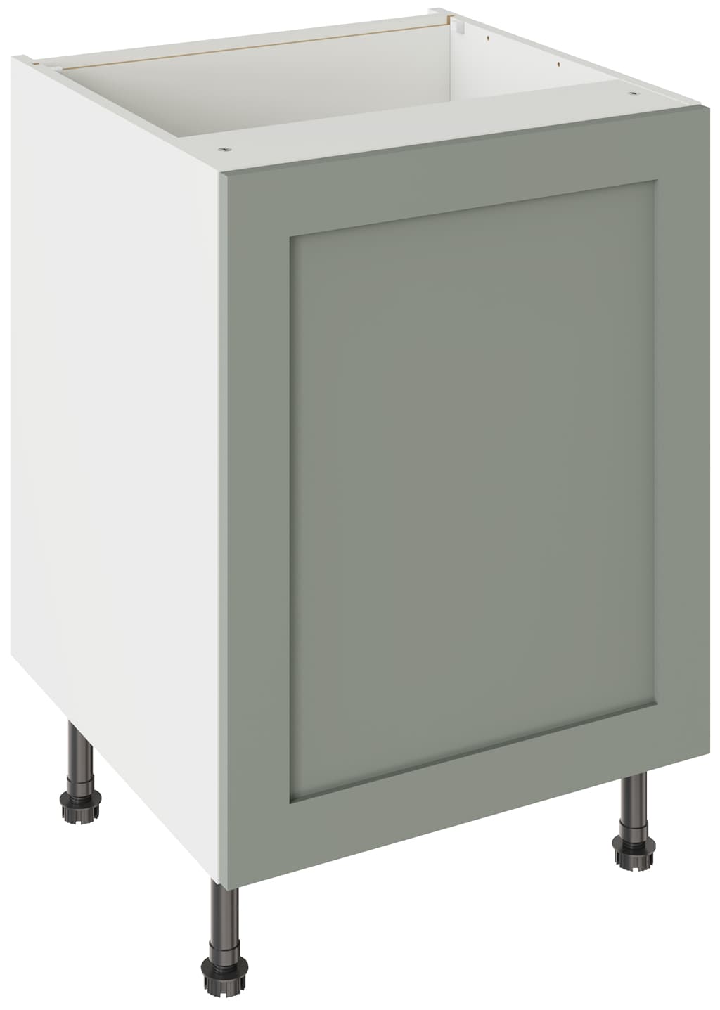 Flatpack 600 Base Kitchen Cabinet Shaker Ultra Matt Sage Green