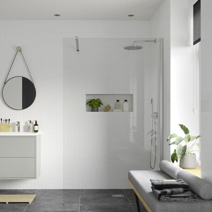Capital8plus 1200mm Wetroom Panel & Support Bar - Chrome