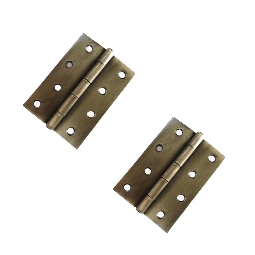 Solid Steel Butt Hinge - 100mm - Antique Brass - Pair - Hardware Solutions