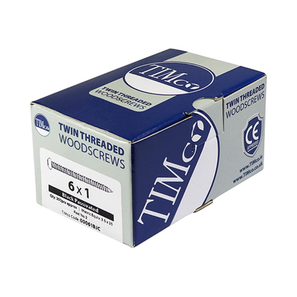 Timco 00061BJC Blackjax Woodscrews - Pz - Round - Black Organic 6 X 1 Box 200