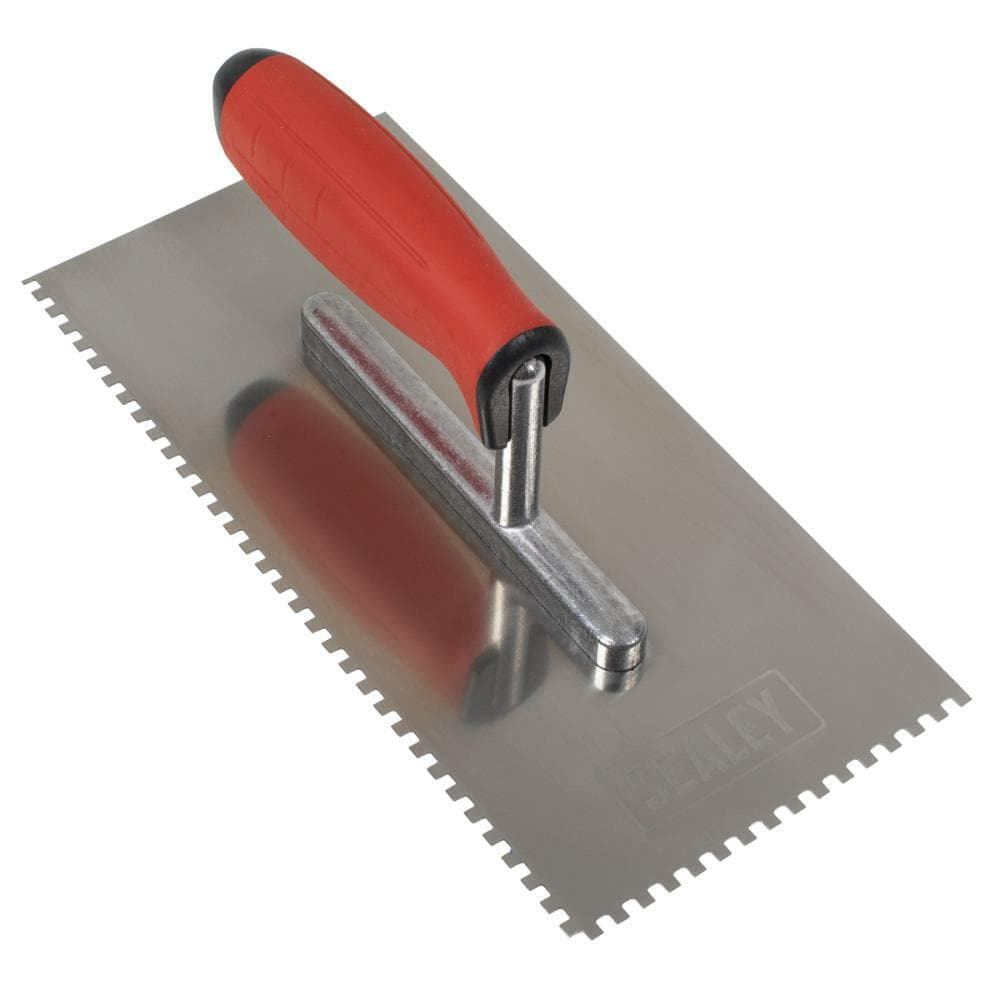 Sealey T7804 Stainless Steel 270Mm Notch Trowel - Rubber Handle - 4Mm