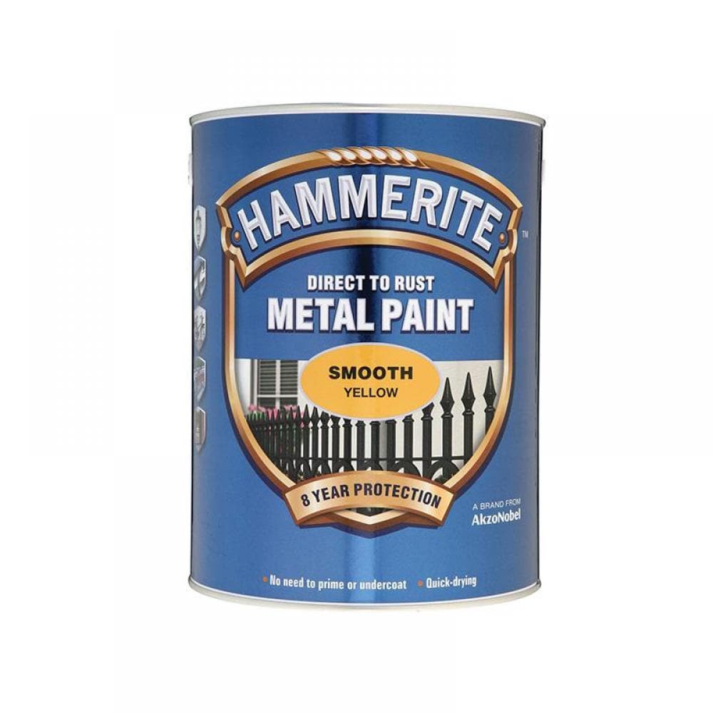 Hammerite 5084878 Direct To Rust Smooth Finish Metal Paint Yellow 5 Litre