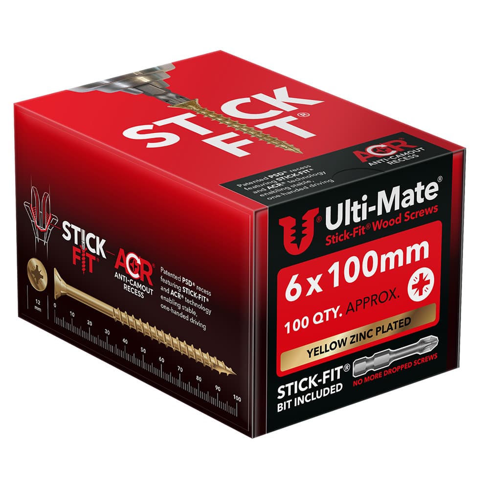 Ulti-Mate® Stick-Fit® Wood Screws 6.0 x 100mm Qty 100