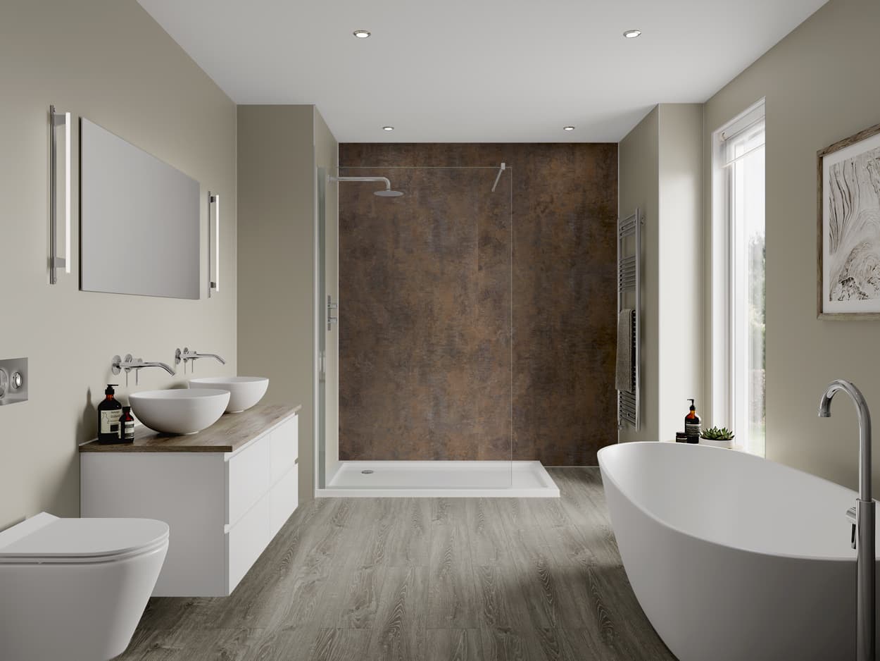 Multipanel Linda Barker Bathroom Wall Panel Unlipped 2400 x 1200mm Corten Elements 8832