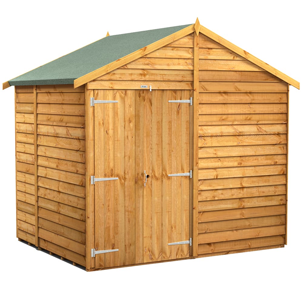 Powersheds 6 x 8 Power Overlap Apex Windowless Double Door Shed