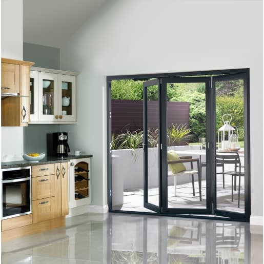 External Pre Finished Grey Slimline Bifold Door Set 1800 x 54mm
