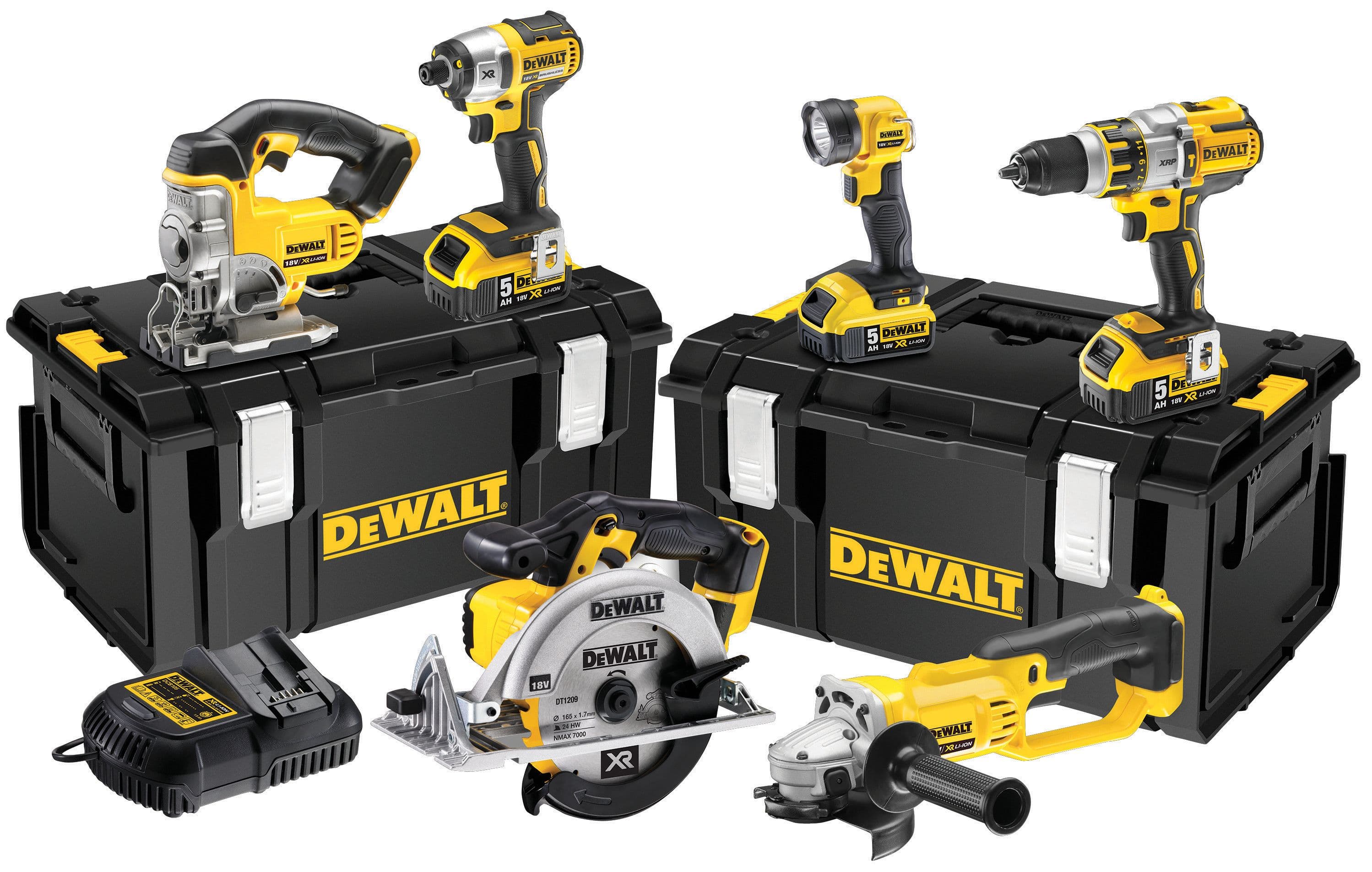 DeWalt 18V Brushless 6PC Kit 3 Spd C/W3 x 5.0AH Batts Charger & Tough System DCK694P3-GB