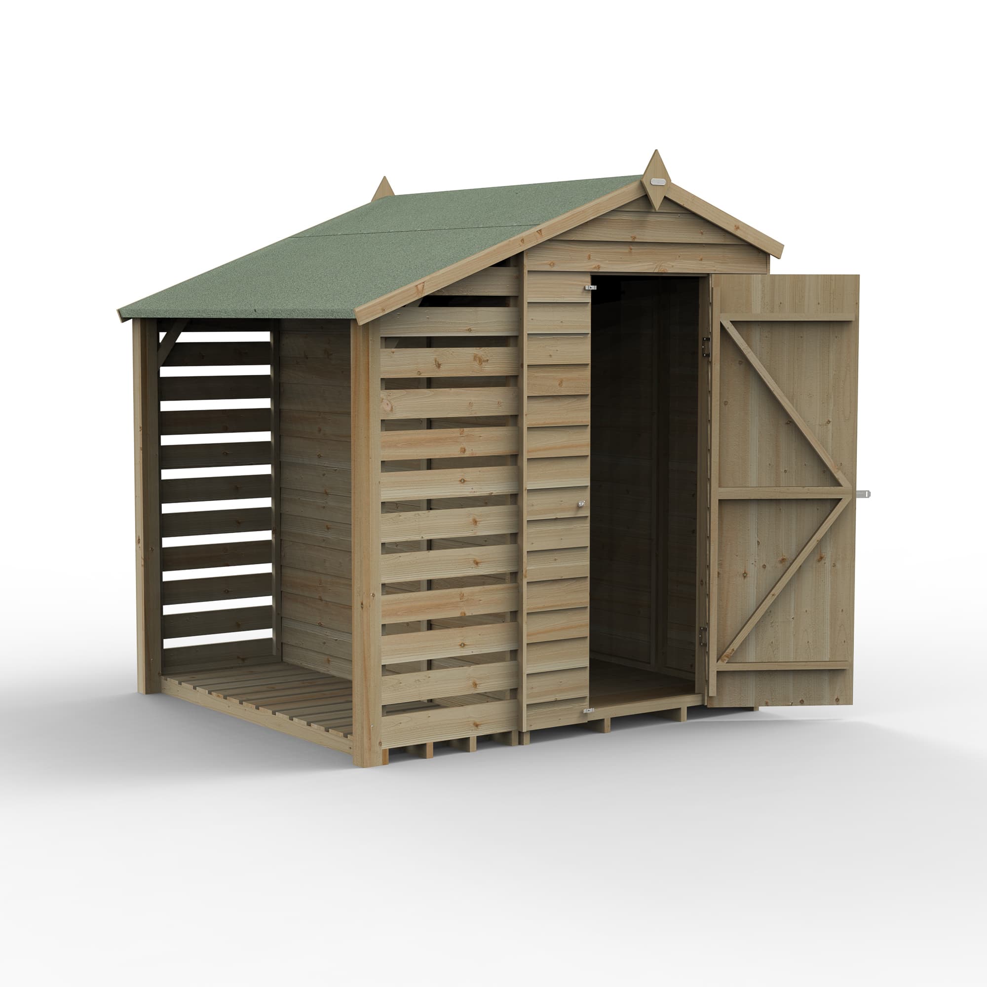Forest Garden 4LIFE Apex Shed 4 x 6 - Single Door - No Windows - with LEAN-TO