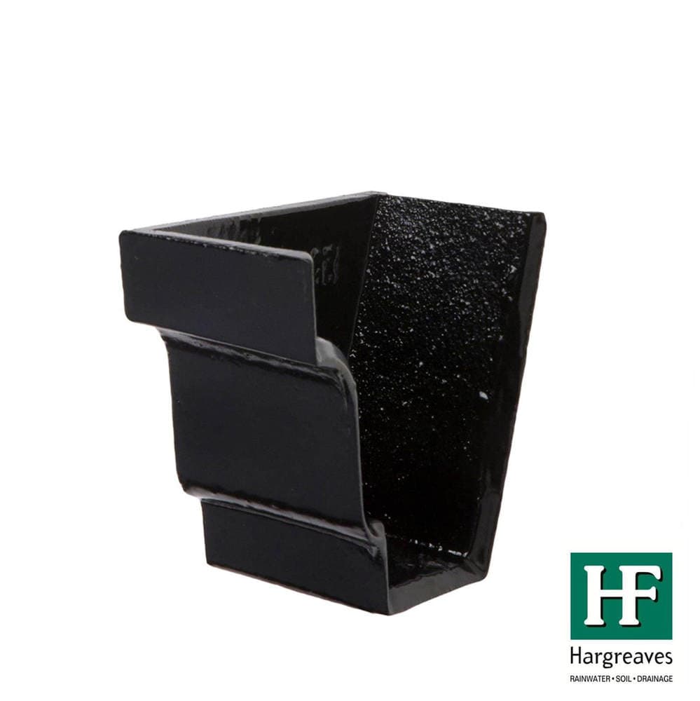 Cast Iron Moulded Ogee Gutter Left Hand Internal Stopend - 100mm Black