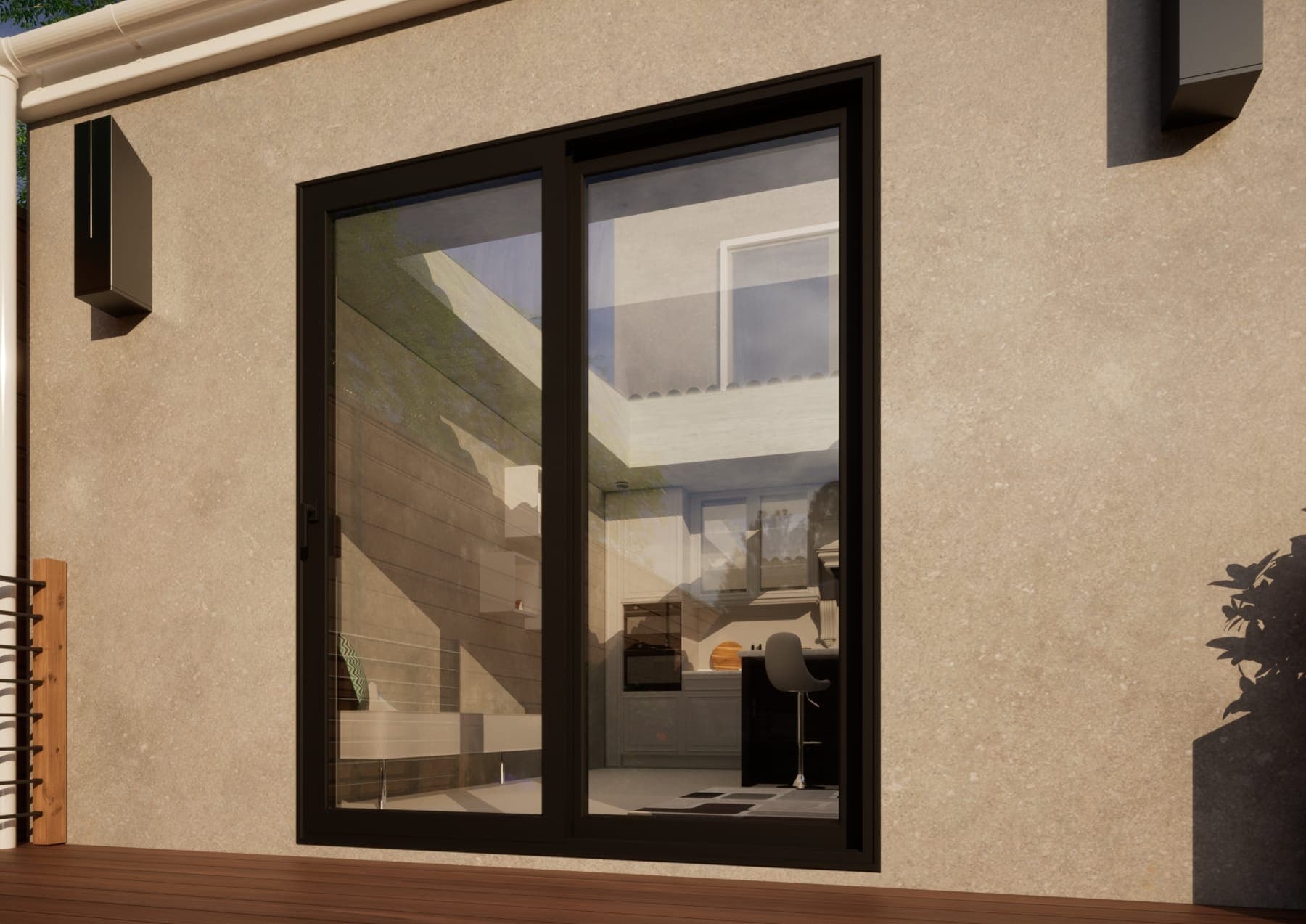 Aluminium Sliding Door - 1800mm Black - Left Hand Slide & Right Hand Fixed