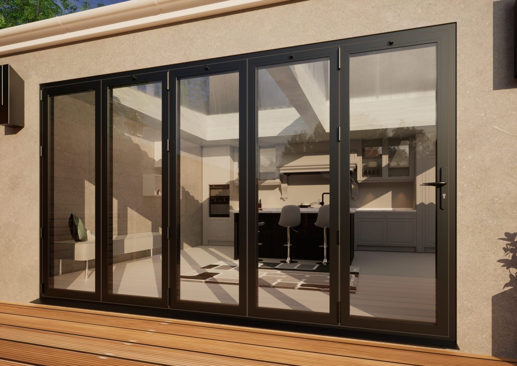 Aluminium Bifold Door Part Q Compliant - 3600mm Anthracite Grey - 5 Left