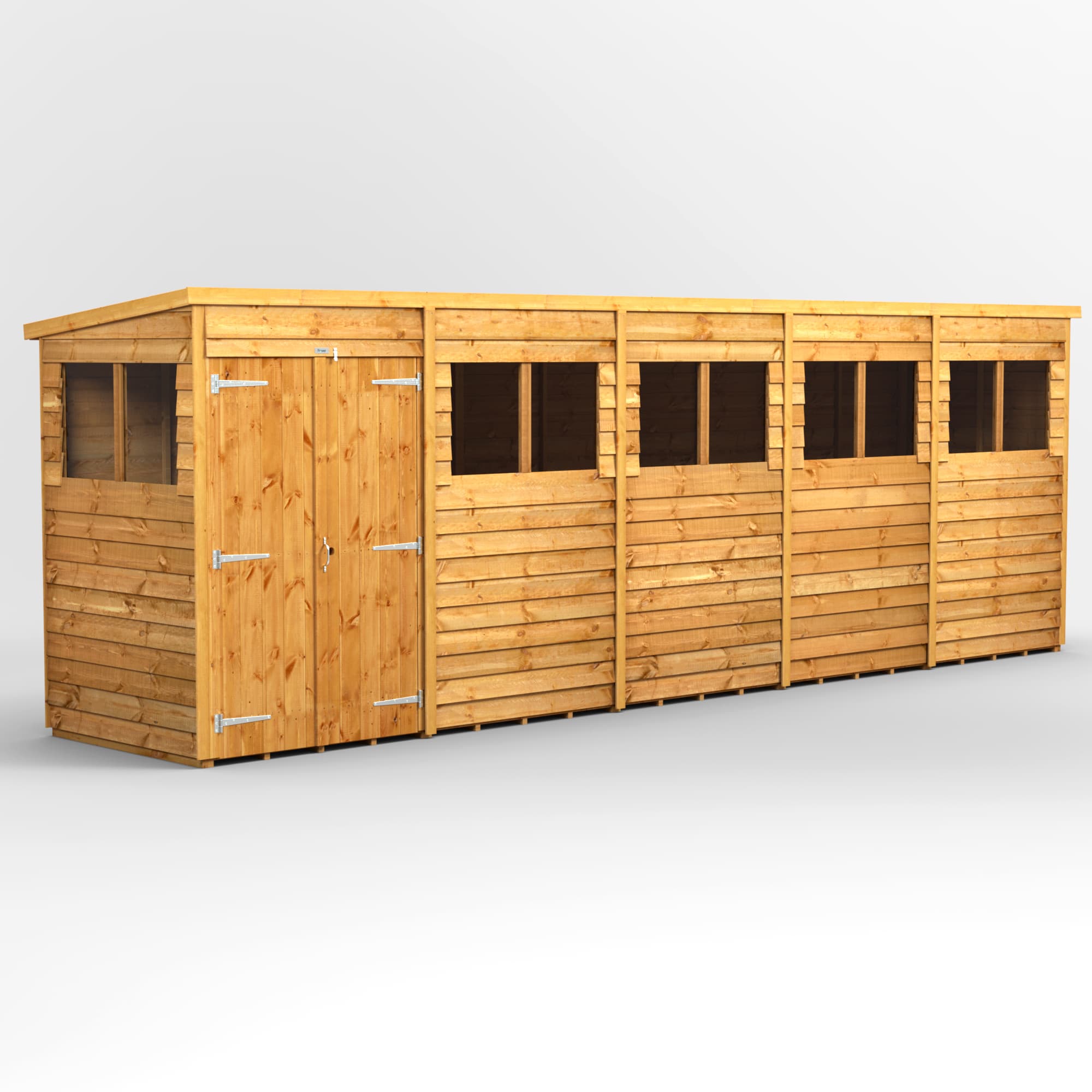 Powersheds 20 x 4 Power Overlap PENT, Double Doors