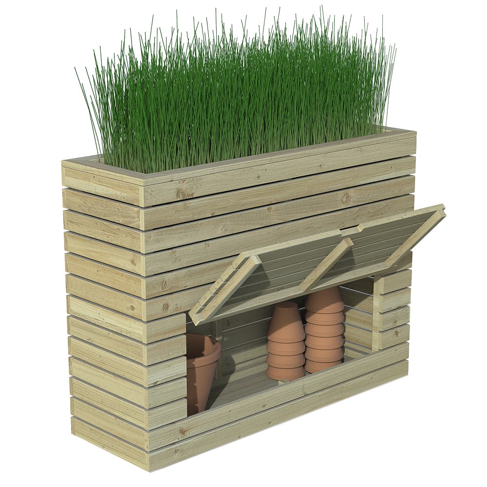 Forest Garden Linear Planter - Tall with Storage Home Delivery