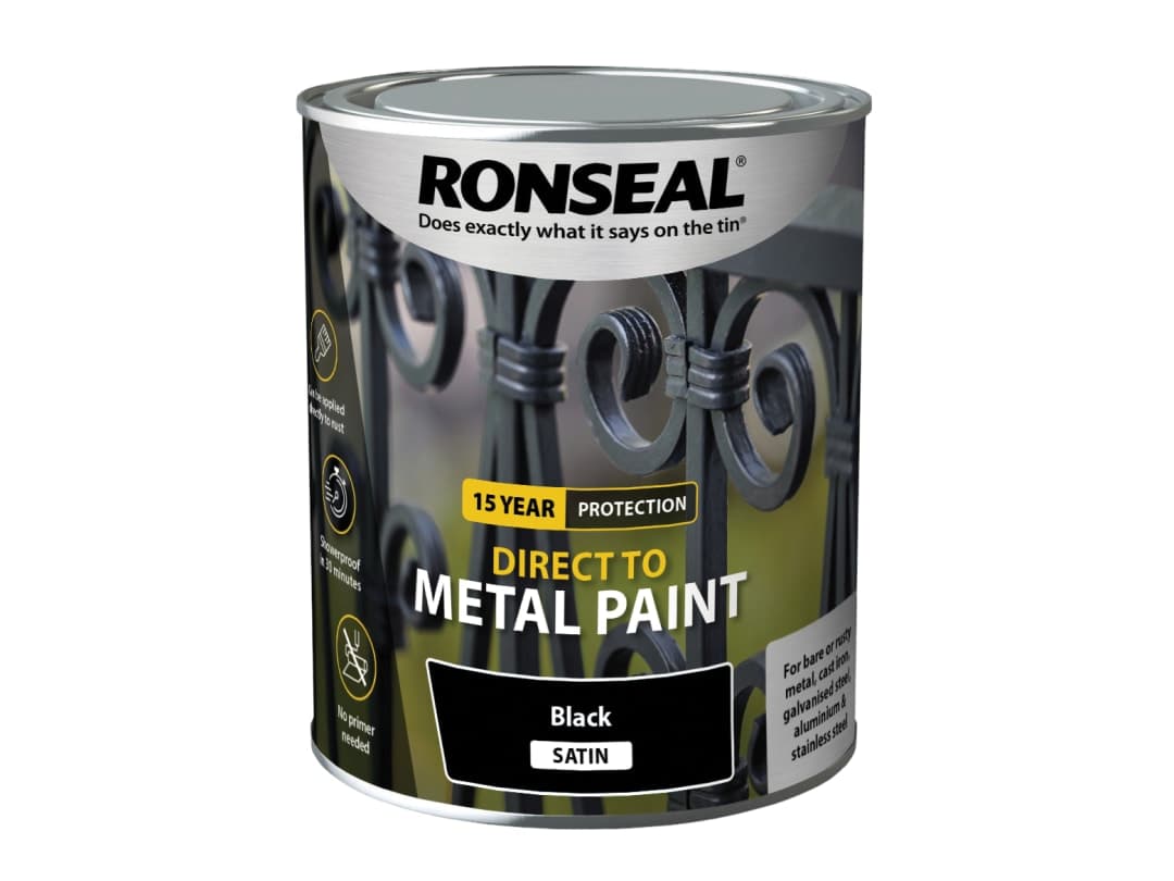 Ronseal Direct to Metal Paint Black Satin 750ml 39196
