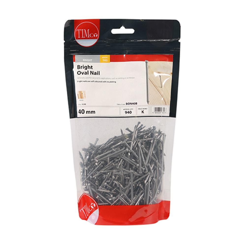 Timco BON40B Oval Nails - Bright 40Mm