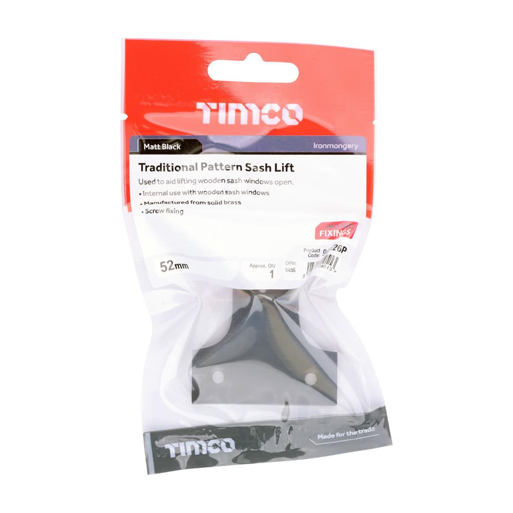 Timco Traditional Pattern Sash Lift - Matt Black TIMpac 1 949226P