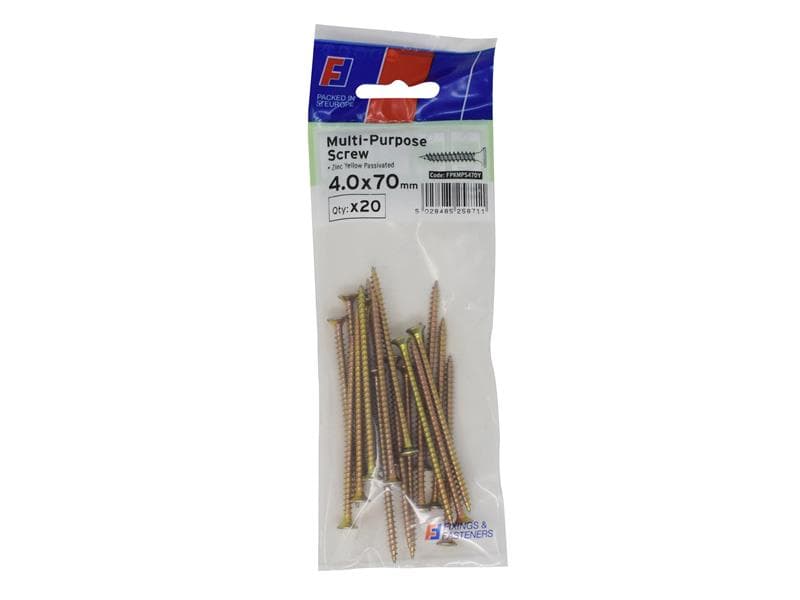 Forgefix FPKMPS470Y Multi-Purpose Pozi Screw Csk St Zyp 4.0 X 70Mm Forgepack 20
