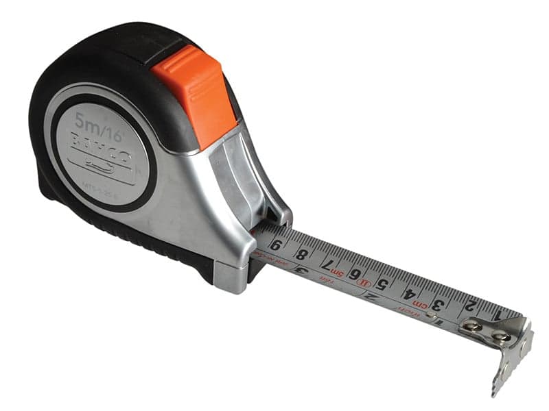 Bahco MTS-5-25-E Mts Reversible Magnetic Tip Auto Pocket Tape 5M/16Ft (Width 25Mm)