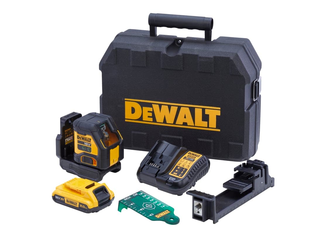DEWALT Power Tools DCLE34021D1 XR Compact Cross Line Green Laser 18V 1 x 2.0Ah Li-ion DCLE34021D1-GB