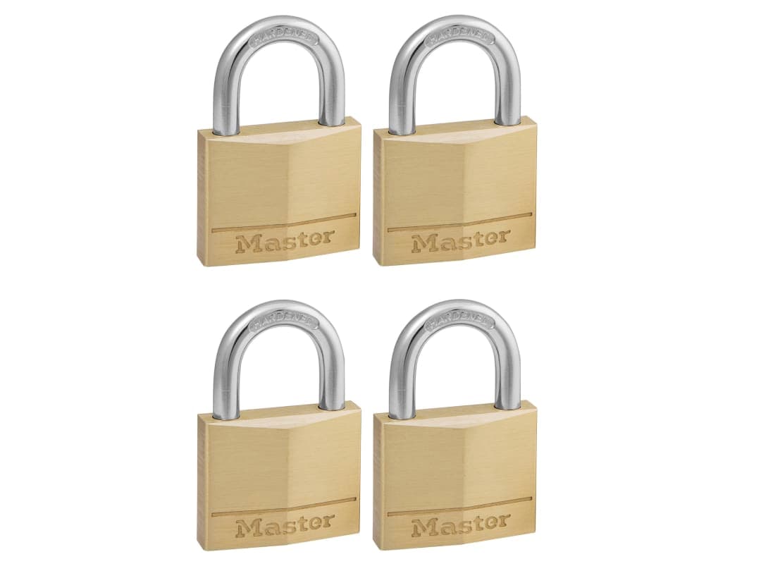 Master Lock Solid Brass 40mm Padlock 4-Pin - Keyed Alike x 4 140EURQNOP