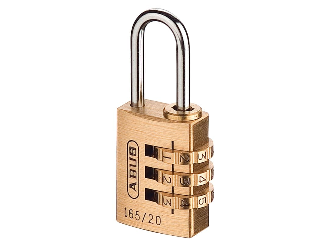 ABUS Mechanical 165/20 20mm Solid Brass Body Combination Padlock (3-Digit) Carded 10032161-01
