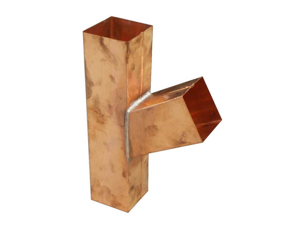 Copper Square Downpipe Branch - 80mm x 80mm