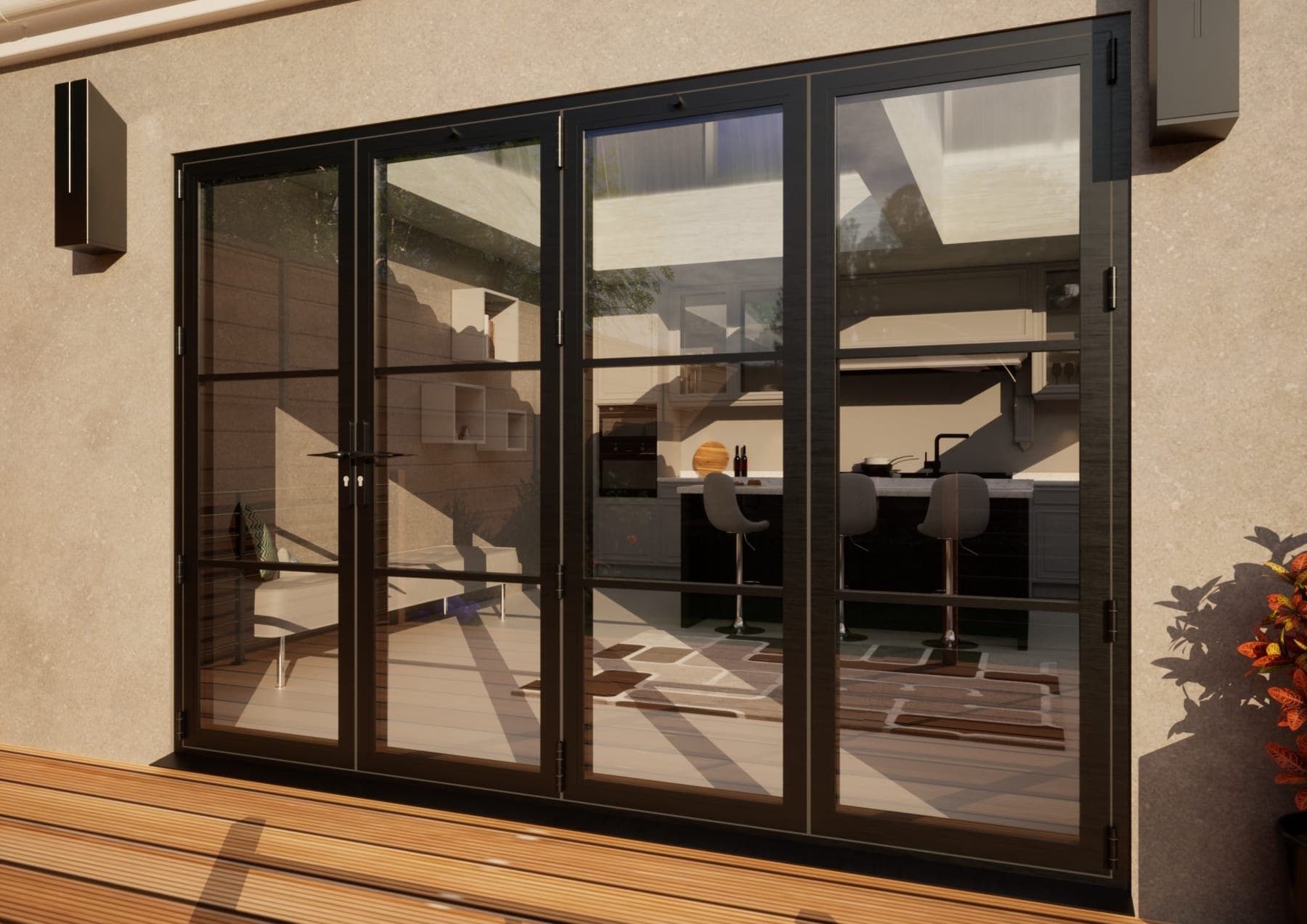Heritage Aluminium Bifold Door - 3000mm Grey - 1 Left 3 Right