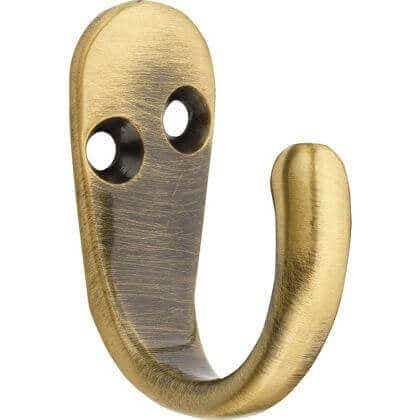 Single Robe Hook Wall/Door Mount - Antique Brass - Pack of 2 - Decohooks