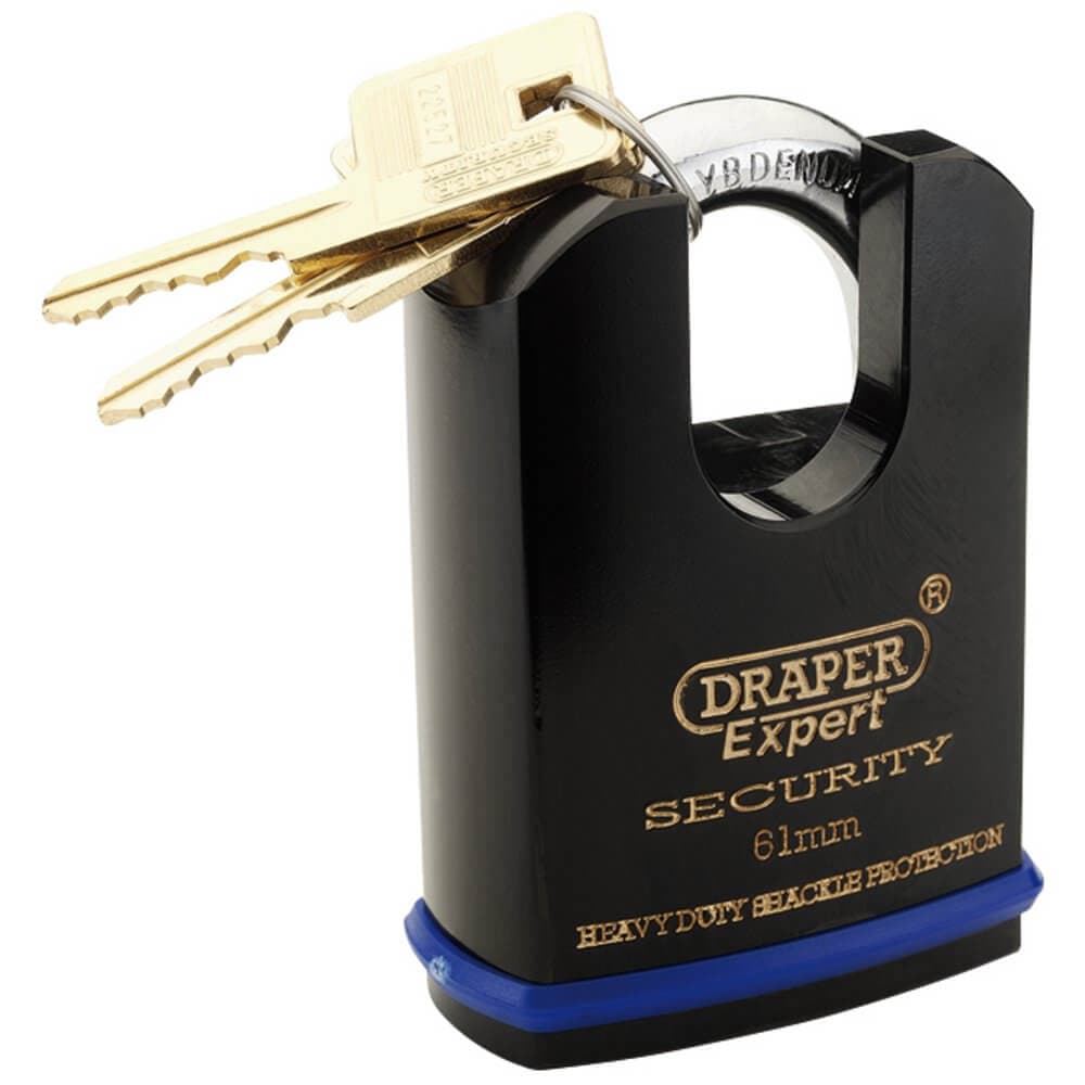 Draper Expert 64198 Heavy Duty Padlock And 2 Keys With Shrouded Shackle 61Mm each