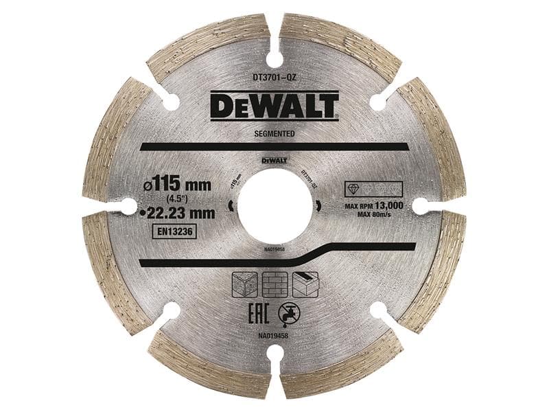 Dewalt Power Tools Dt3701 Segmented Diamond Cutting Disc 115 X 22.23Mm DT3701QZ