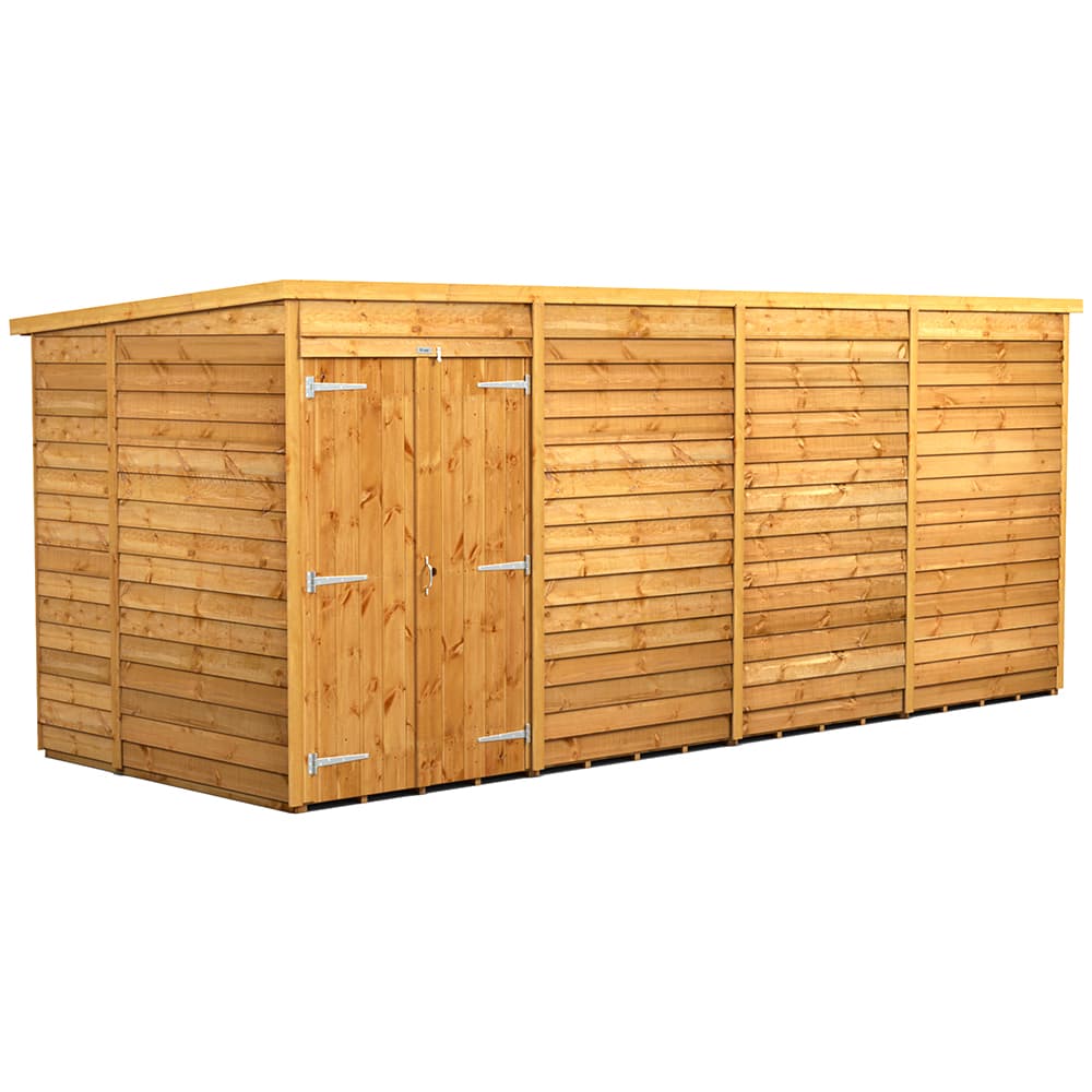 Powersheds 16 x 6 Power Overlap Pent Double Doors No Windows