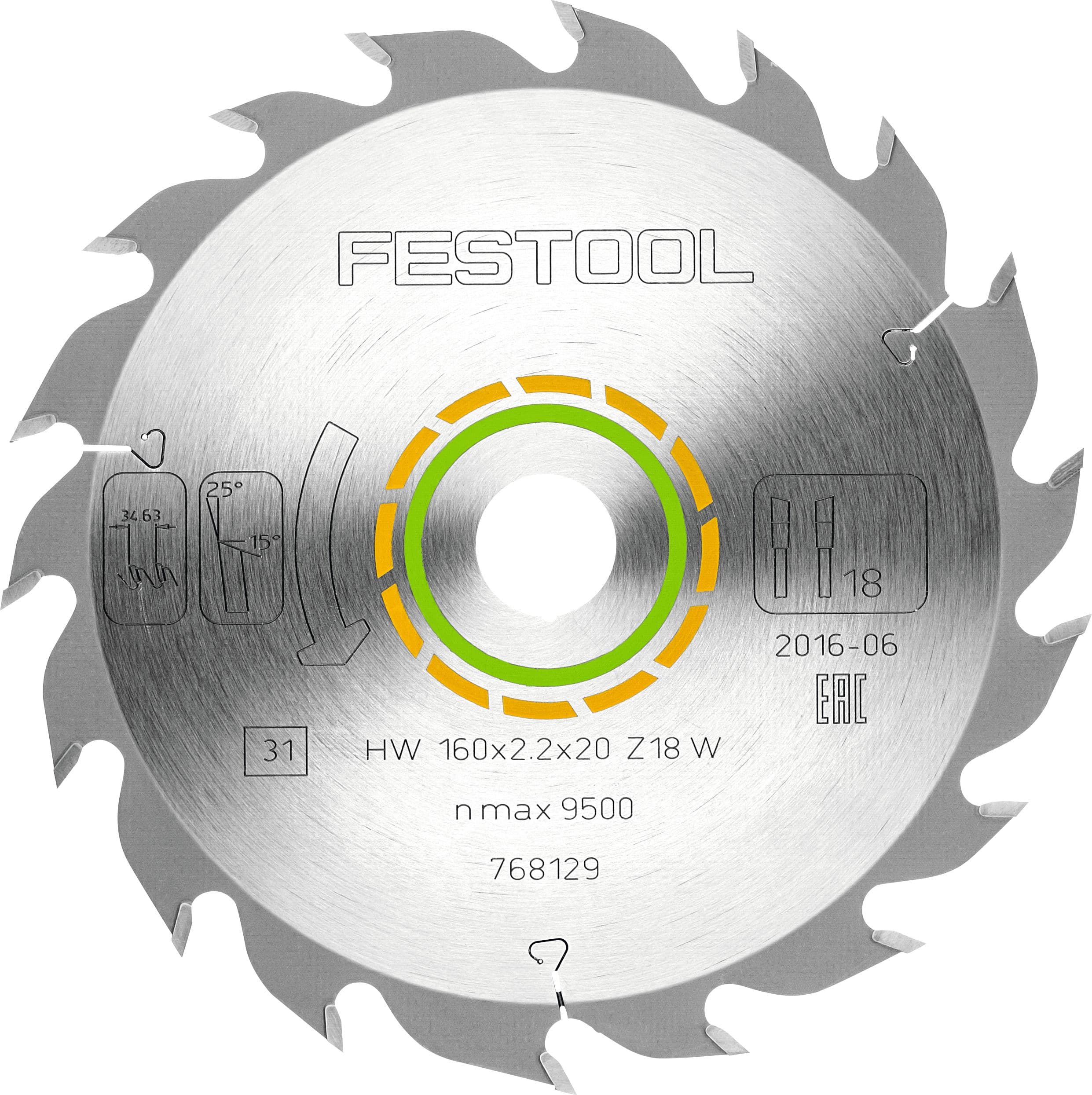 Festool 768129 TS55 Standard 18 Tooth 2.2mm Saw Blade 160/20mm Diameter