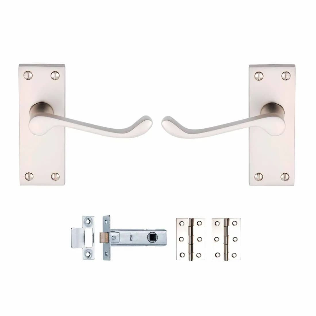 Vic Scroll Latch Door Pack Satin Chrome Contract Pk3