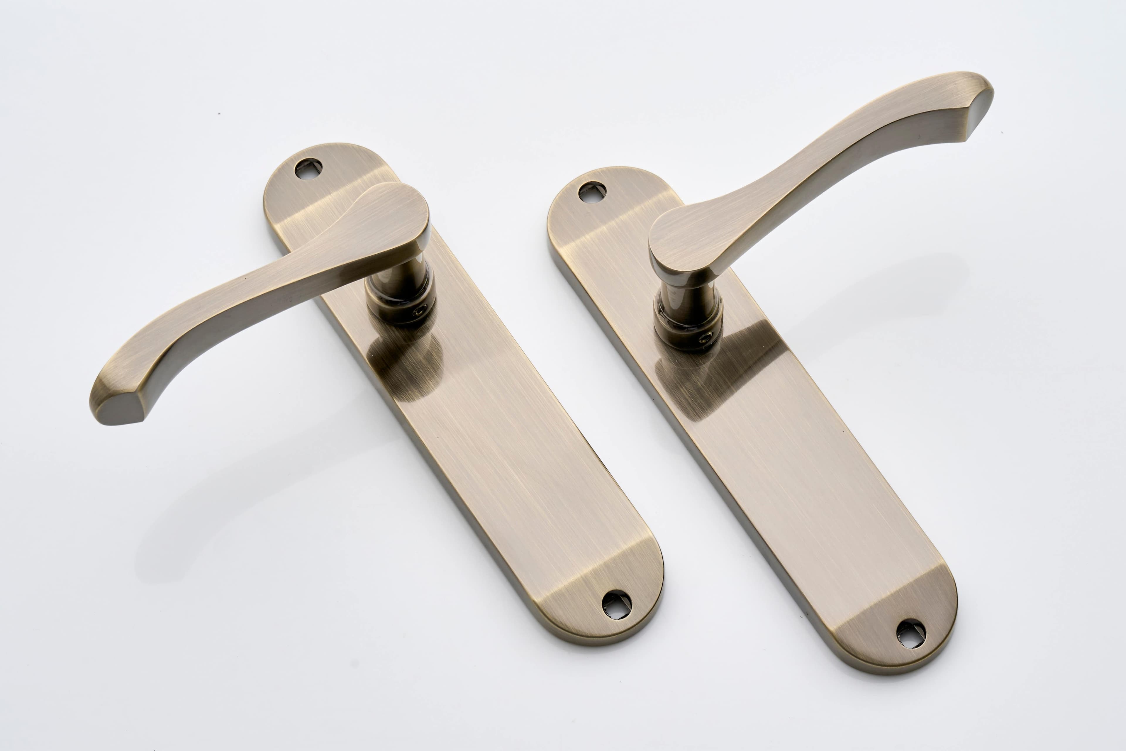 Capri Lever Door Handle on Backplate - Antique Brass - Internal - Pair - Designer Levers